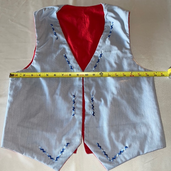 Handmade Reversible Vest Americana Colors & Embroidery - Picture 3 of 10